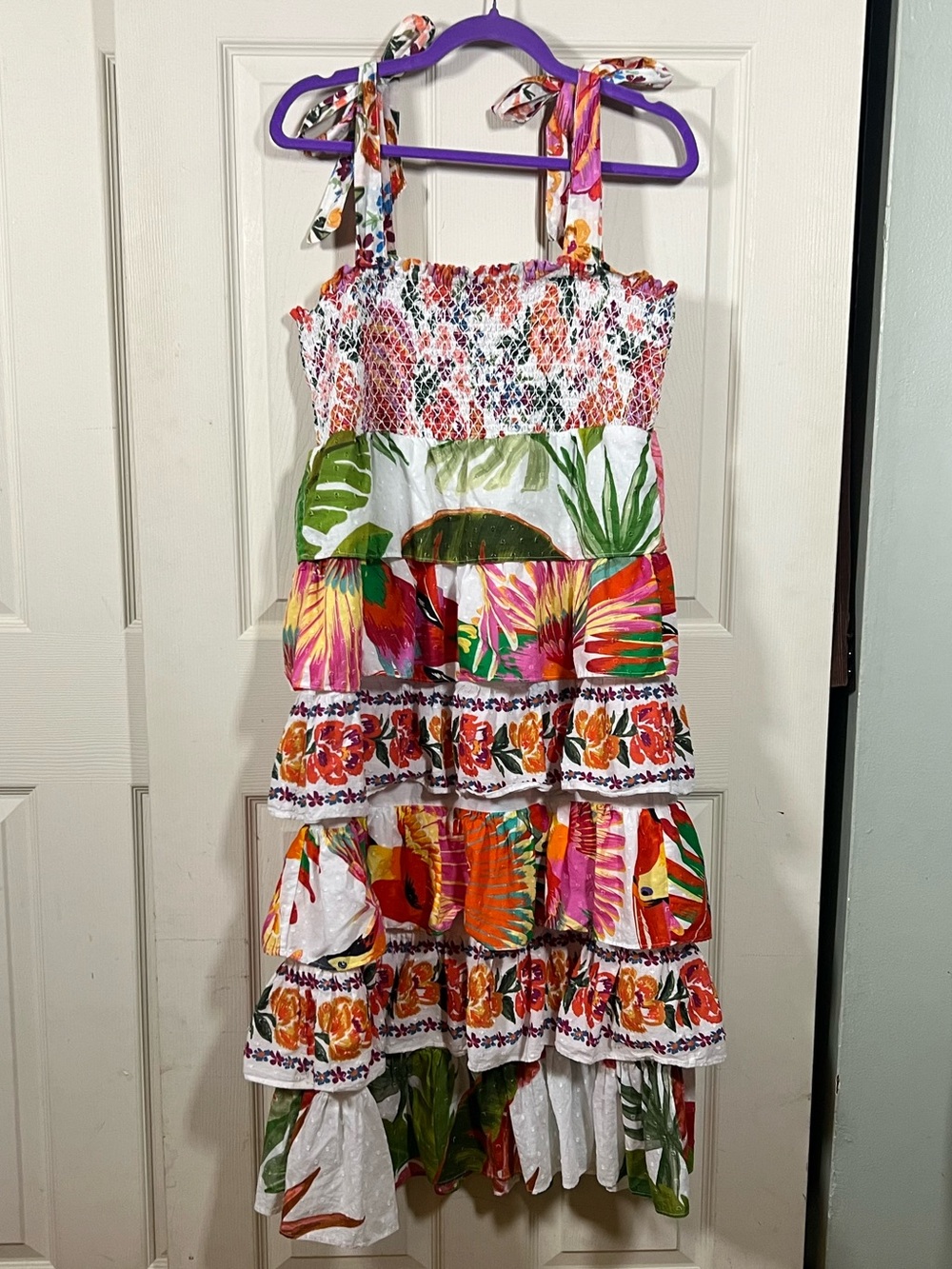FARM Rio Multicolor Floral Tiered Midi Dress - Picture 2 of 6